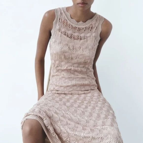 ZARA CROCHET METALLIC THREAD KNIT DRESS LIMITED EDITION - Picture 12 of 14
